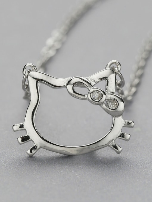 One Silver Personalized Hollow Hello Kitty Pendant 925 Silver Necklace 2
