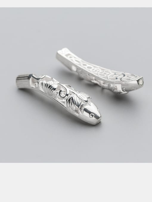 FAN 925 Sterling Silver With Silver Plated Hollow Lotus fish Bent Pipe 1