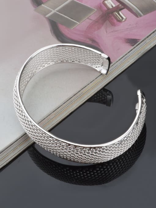Ya Heng Simple Silver Plated Copper Opening Women Bangle 2