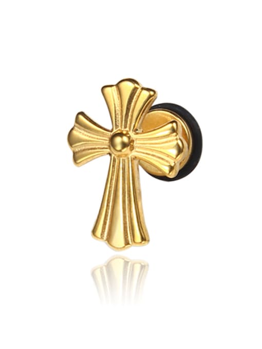 Golden Stainless Steel With Gold Plated Trendy Cross Clip On Earrings