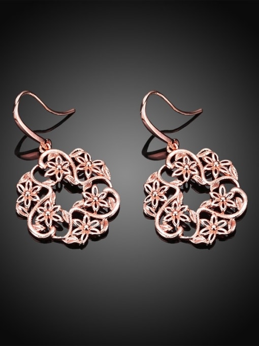 Rose Gold Delicate Flower Shaped Silver Plated Drop Earrings
