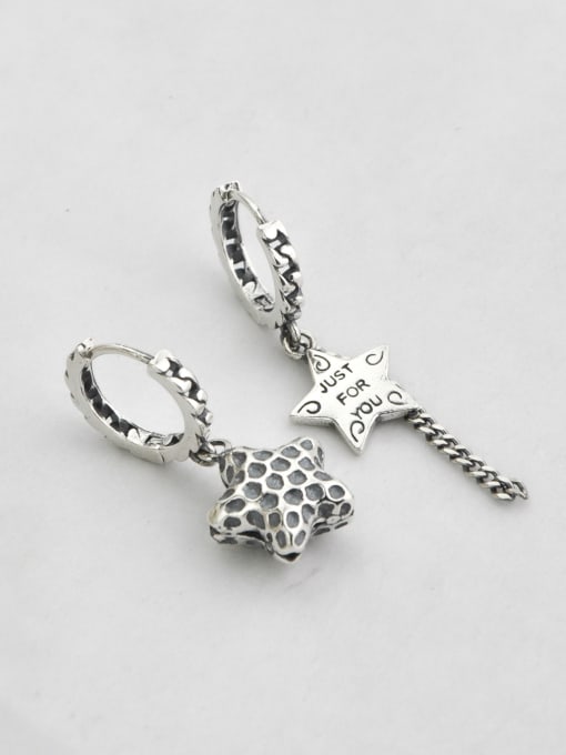 SHUI Vintage Sterling Silver With Asymmetric pentagram  Clip On Earrings 3