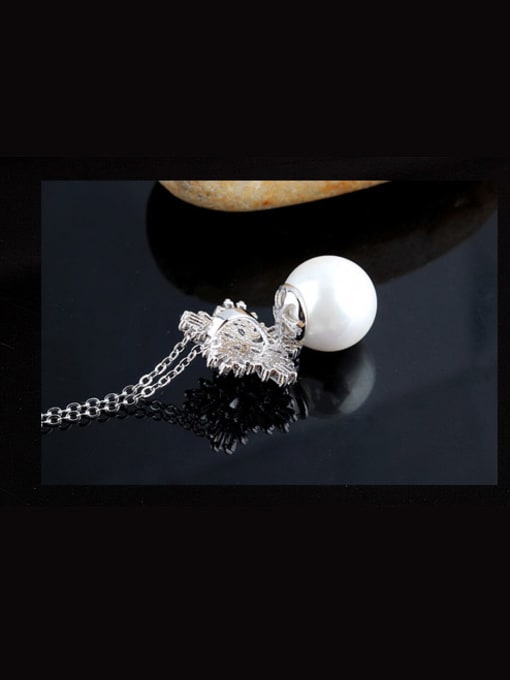 Qing Xing Pearl Zircon Sterling Silver Anti-allergic earring Necklace Suite 1