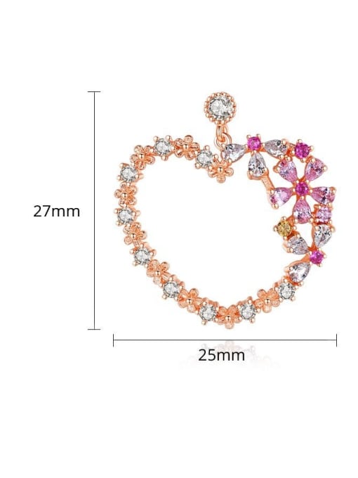 BLING SU Copper With Cubic Zirconia  Simplistic Heart Chandelier Earrings 4