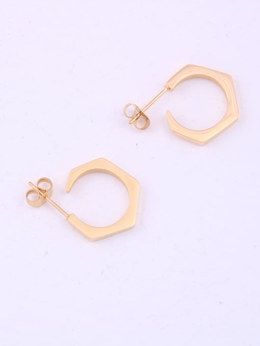GROSE Titanium With Gold Plated Simplistic Geometric Drop Earrings 2