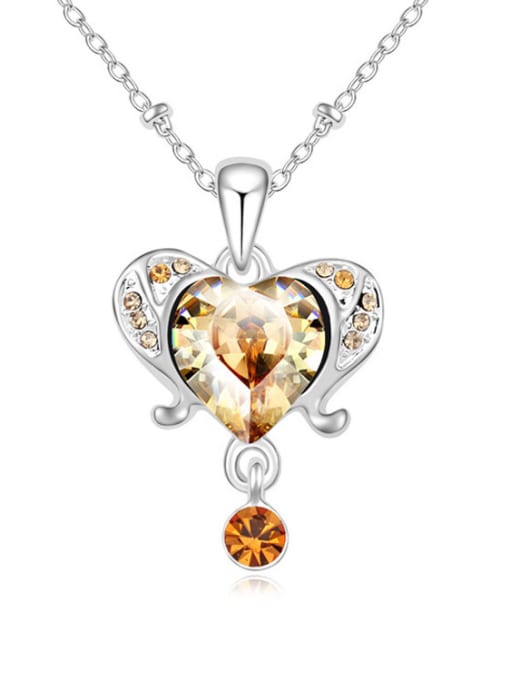QIANZI Fashion austrian Crystals Heart Alloy Platinum Plated Necklace 4