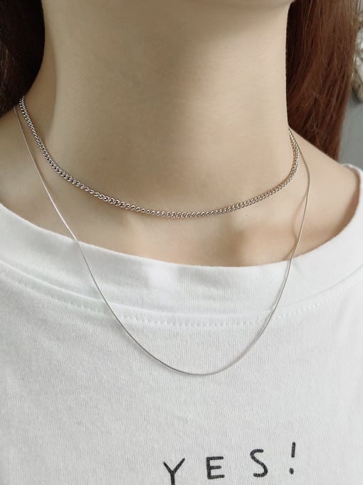 Boomer Cat Sterling Silver double chain necklace 2