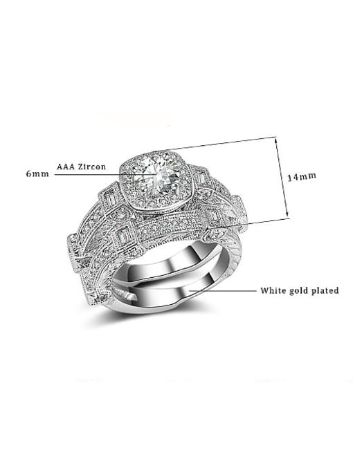 KENYON Fashion Shiny White Zirconias-covered Copper Lovers Rings 4