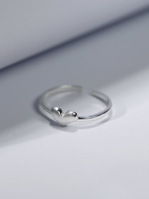 Peng Yuan Simple Tiny Heart 925 Silver Opening Ring 1