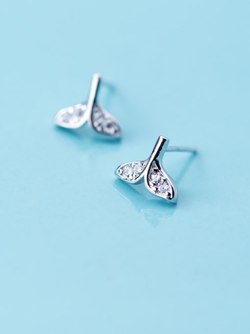Rosh S925 silver beauty tail fish earrings, female diamonds, dream fish, sea animals, sweet Earrings E9377 0