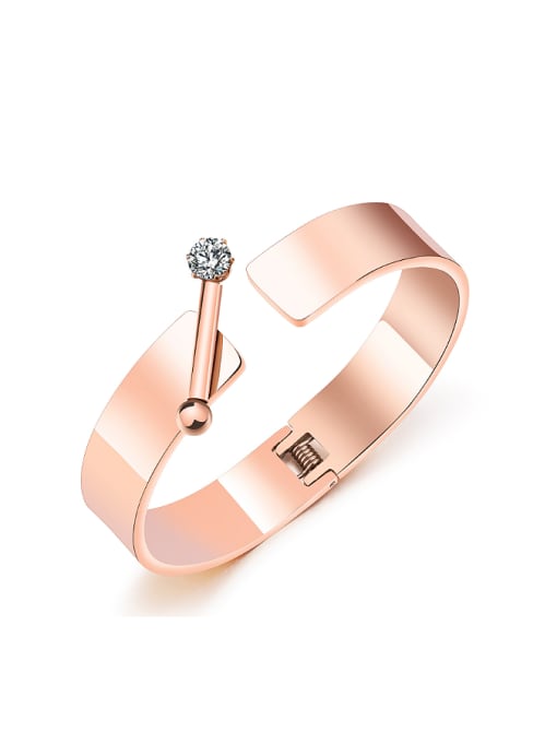 Open Sky Simple Rose Gold Plated Wide Titanium Bangle 0