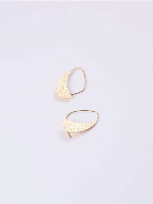 GROSE Titanium With Gold Plated Punk Concave Surface Irregular Hook Earrings 0