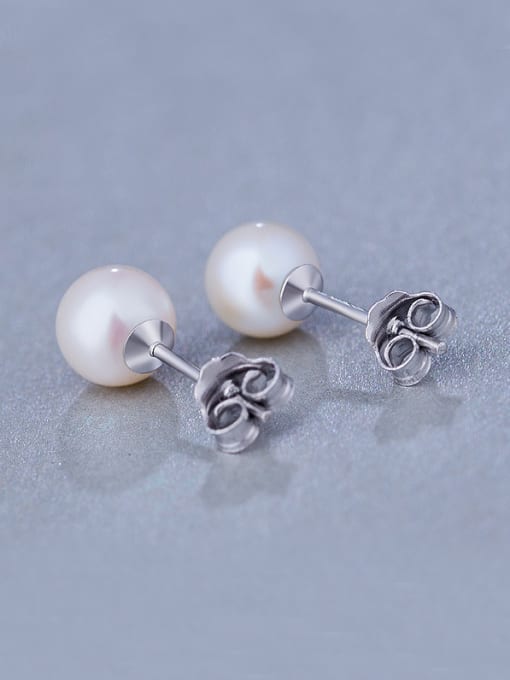 UNIENO 2018 925 Silver Pearl stud Earring 1