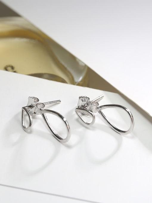 Peng Yuan Simple Hollow Water Drop shaped 925 Silver Stud Earrings 0