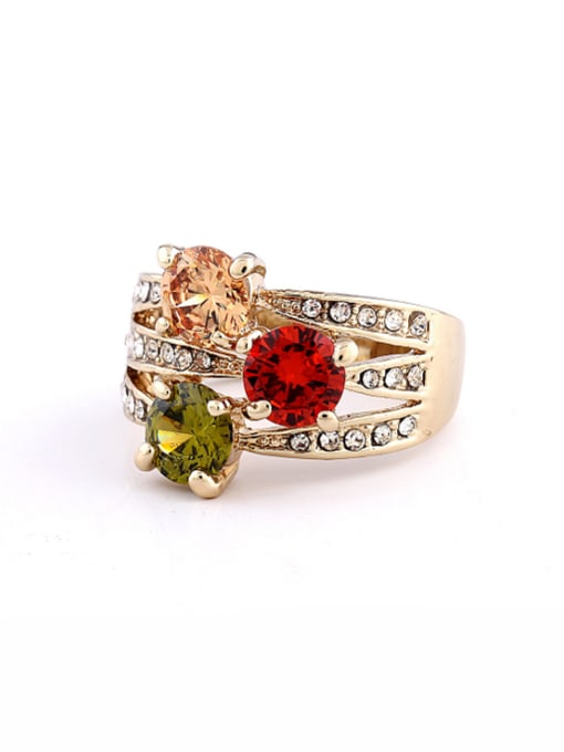 Wei Jia Fashion Cubic Colorful Zirconias Rhinestones Alloy Ring 0