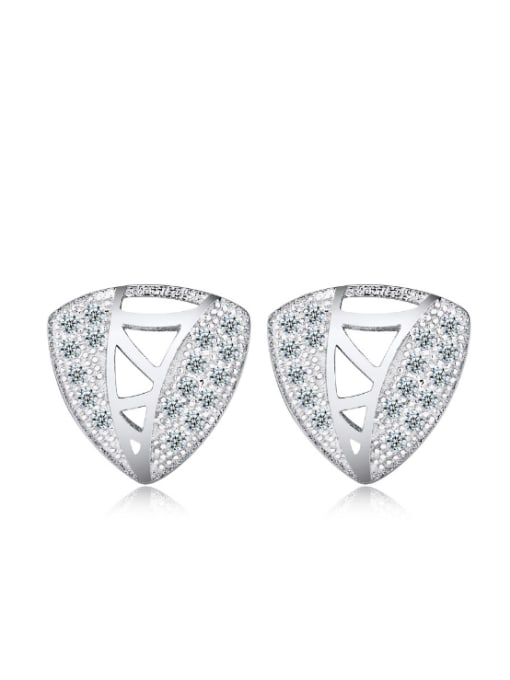 kwan New Design Geometric-shape Zircon Stud Earrings 0