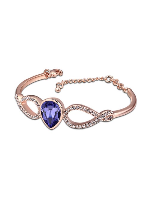 purple Simple Rose Gold Plated Water Drop austrian Crystal Bracelet