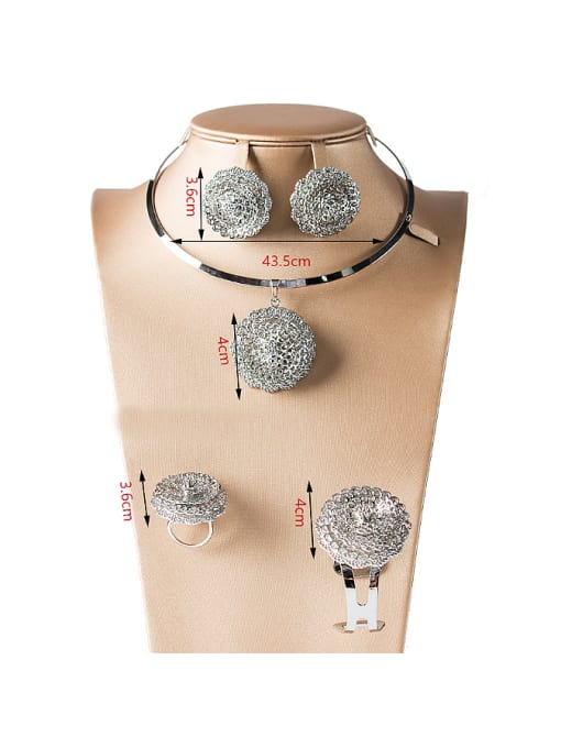 Lan Fu Fashion Rhinestones Flower Four Pieces Jewelry Set 2