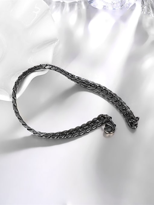 black Black Gun Plated Geometric Shaped Twisted Rope Bracelet