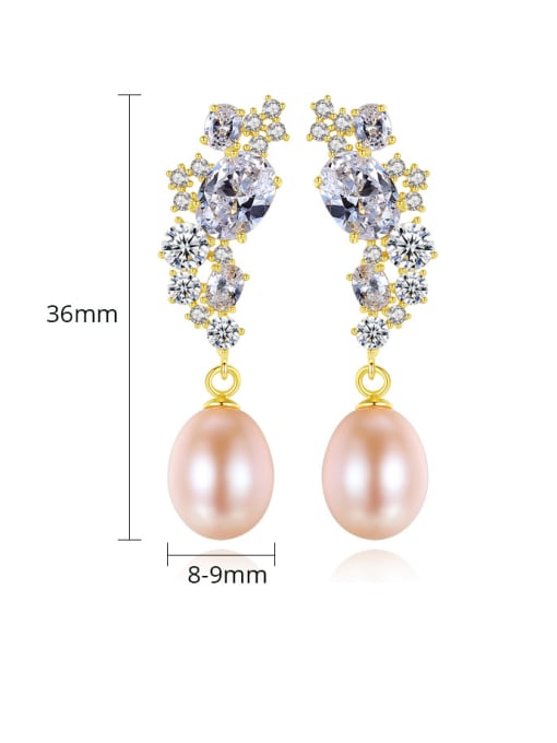 CCUI 925 Sterling Silver With Artificial Pearl Personality Flower Drop Earrings 4