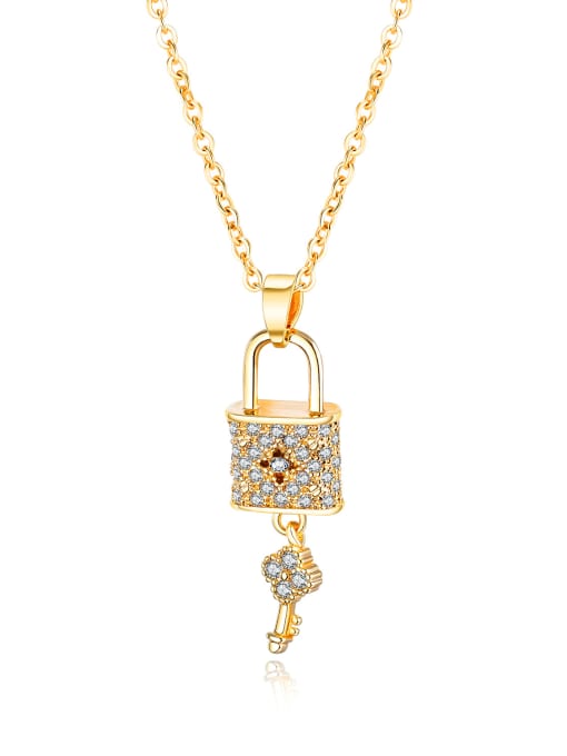 gold Copper With Gold Plated Fashion lock and key Necklaces