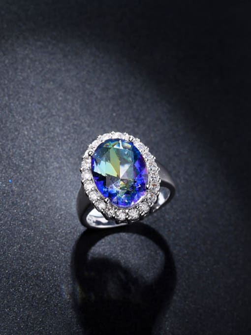 L.WIN Colorful Oval Zircon Engagement Ring 0