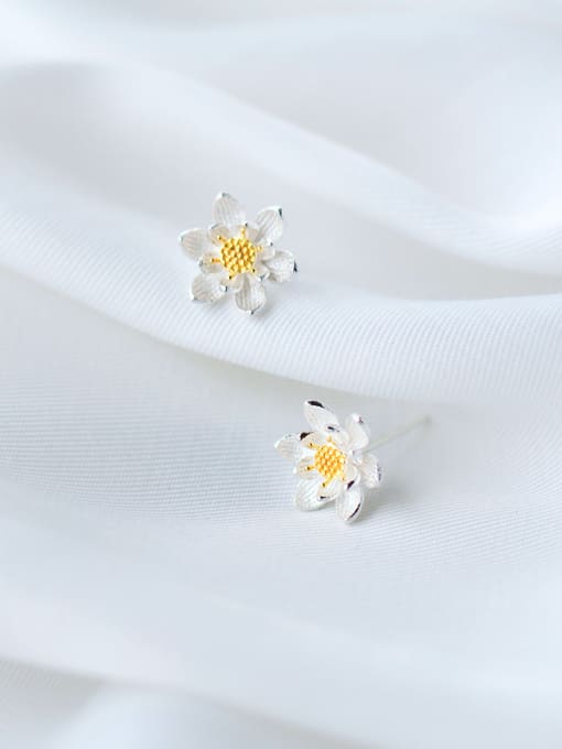 Rosh All-match Gold Plated Flower Shaped S925 Silver Stud Earrings