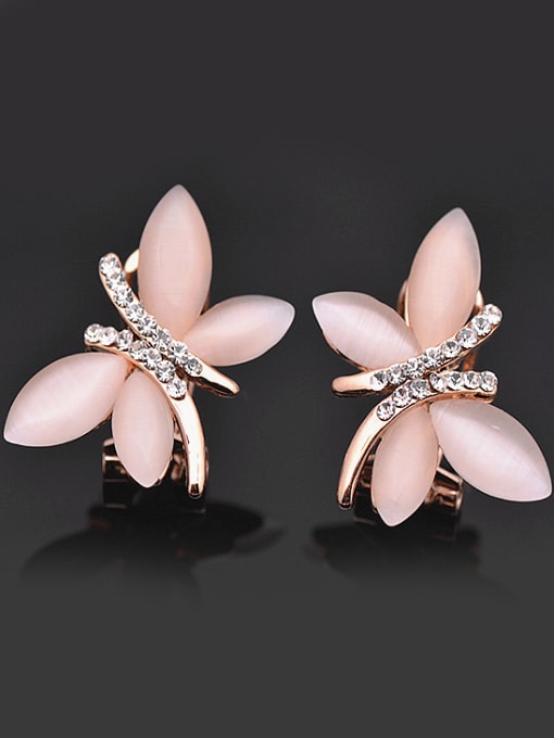 Wei Jia Elegant Dragonfly Opal stones Rhinestones Alloy Stud Earrings 0