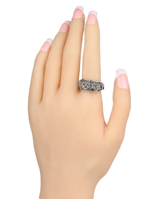 Gujin Personalized Bowknot Grey Crystals Alloy Ring 1