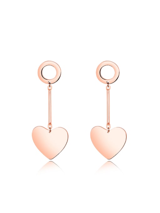 Open Sky Simple Heart Hollow Round Rose Gold Plated Drop Earrings 0