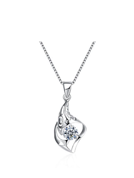 OUXI Simple Zircon Silver Women Necklace