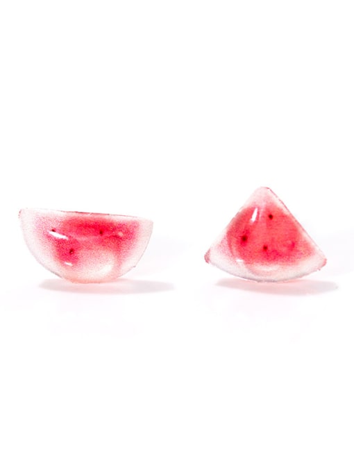 Rosh 925 Sterling Silver With Platinum Plated Cute Asymmetrical watermelon Stud Earrings
