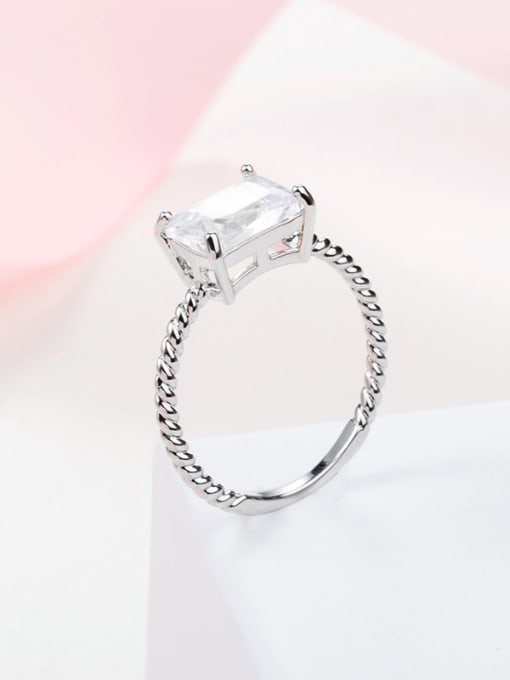 Ronaldo Women Trendy Square Shaped Zircon Ring 2