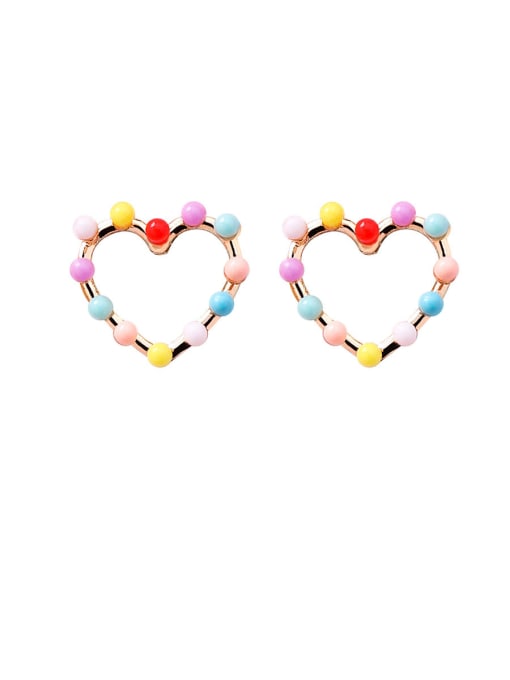 A Colour Alloy With Rose Gold Plated Cute Heart Stud Earrings