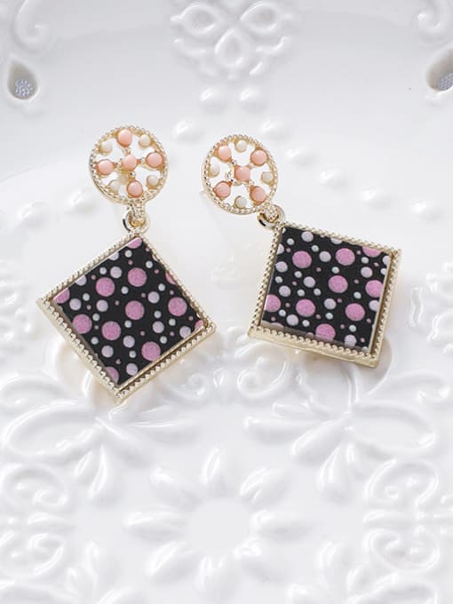 Girlhood Alloy With Rose Gold Plated Simplistic Geometric Printing Drop Earrings 3