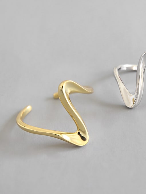 DAKA 925 Sterling Silver With 18k Gold Plated Simplistic Irregular Rings 0