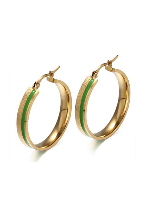 CONG Personality Gold Plated Green Geometric Glue Drop Earrings 0