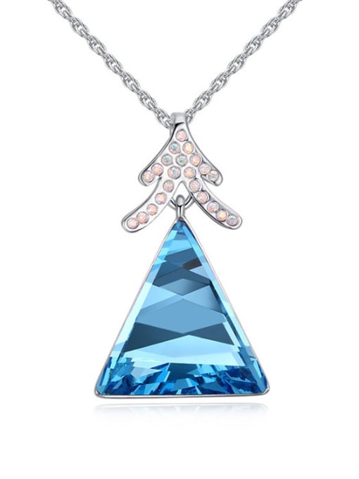 blue Fashion Triangle austrian Crystal Pendant Alloy Necklace
