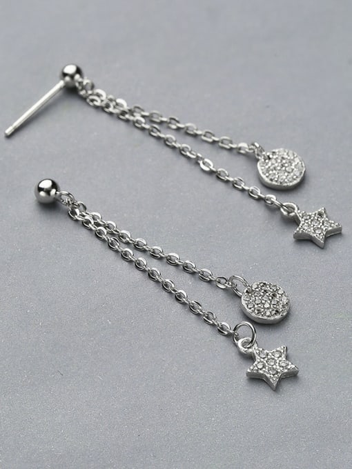 One Silver Women Star Shaped Zircon threader earring 2