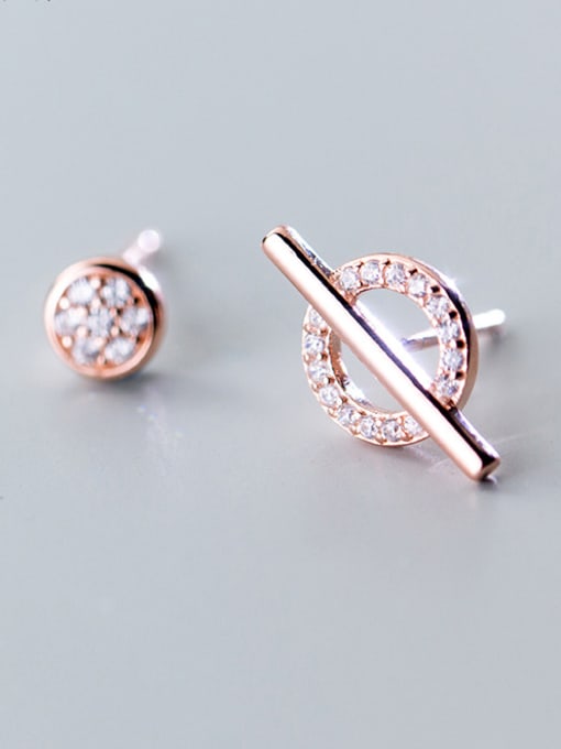 Rosh Sterling silver and round round stud earrings with asymmetrical earrings