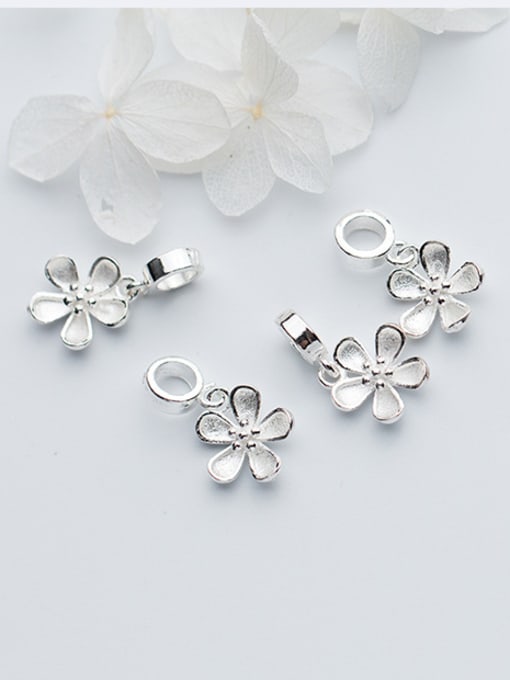FAN 925 Sterling Silver With Silver Plated Cute Flower Charms