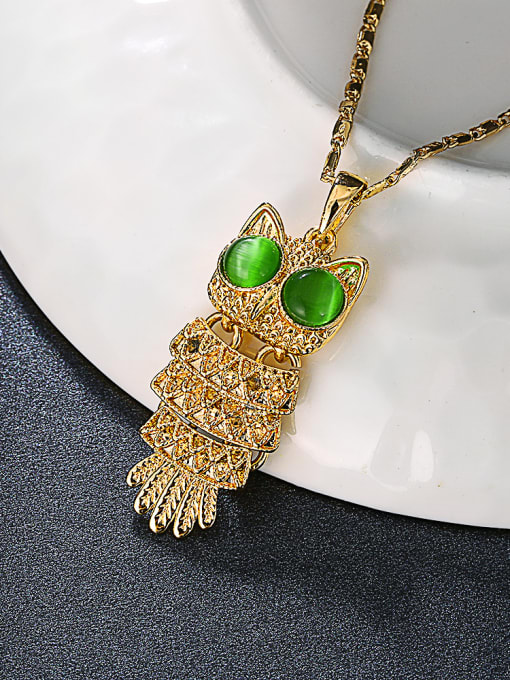 Ronaldo All-match Gold Plated Owl Shaped Opal Necklace 2