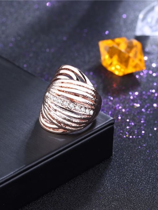 Rose Gold Personality Multi-layer Design Geometric Shaped Rhinestone Ring