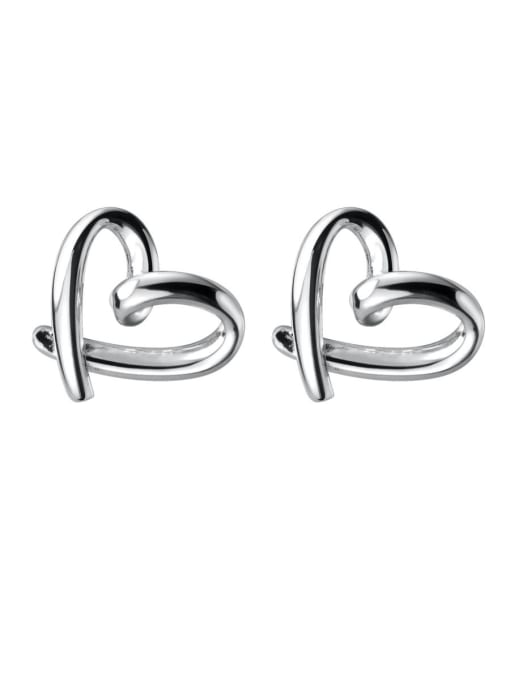 Rosh 925 Sterling Silver With Platinum Plated Fashion Heart Stud Earrings 0