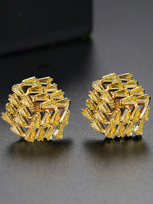 gold copper With Cubic Zirconia Personality Geometric Stud Earrings