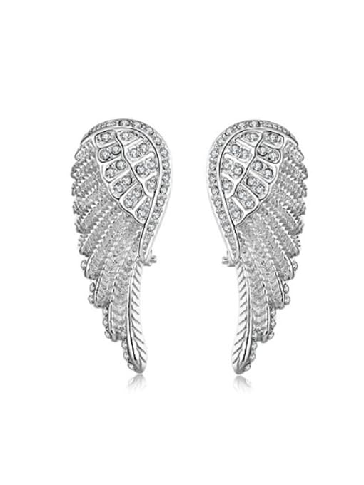 Platinum Personalized Wings Crystal Stud Earrings