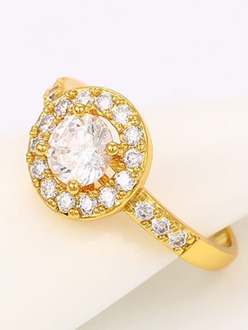 XP Copper Alloy 24K Gold Plated Creative Ethnic Zircon Women Engagement Ring 1