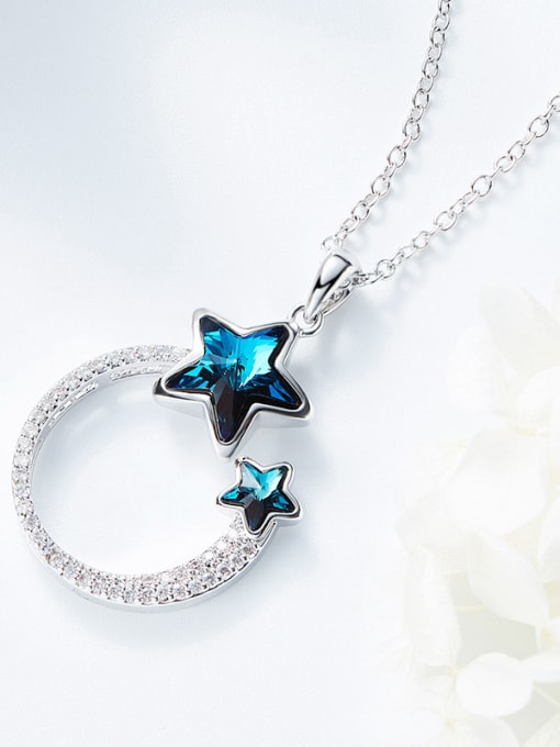 CEIDAI Fashion Hollow Round Star austrian Crystals Pendant Copper Necklace 3