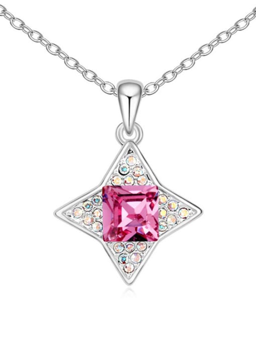 pink Simple austrian Crystals-covered Star Pendant Alloy Necklace