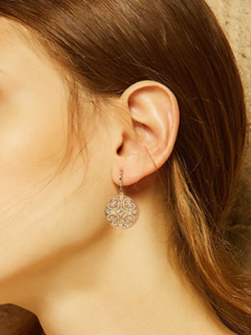 CEIDAI Fashion Cubic Rhinestones Hollow Round Earrings 1